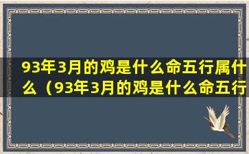 93年3月的鸡是什么命五行属什么（93年3月的鸡是什么命五行属什么属 🌹 性 🌿 ）